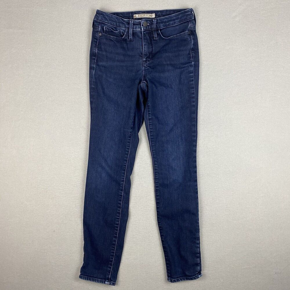 Women's Athleta Sculptek Skinny Soft Stretchy Blue Jeans Slim Cotton Sz 0